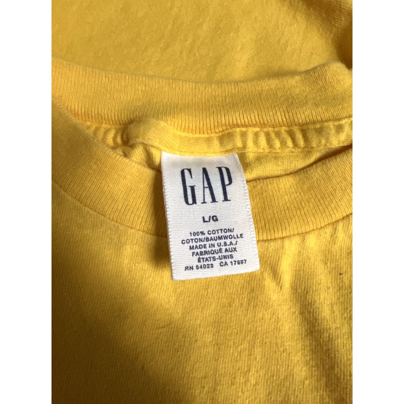 Gap VINTAGE Gap Mens Large T-Shirt Yellow 90s Spell Out Long Sleeve Crew Neck Cotton Knit Distressed Skate Grunge American 2000s Burn Out Size US L / EU 52-54 / 3 - 7 Thumbnail