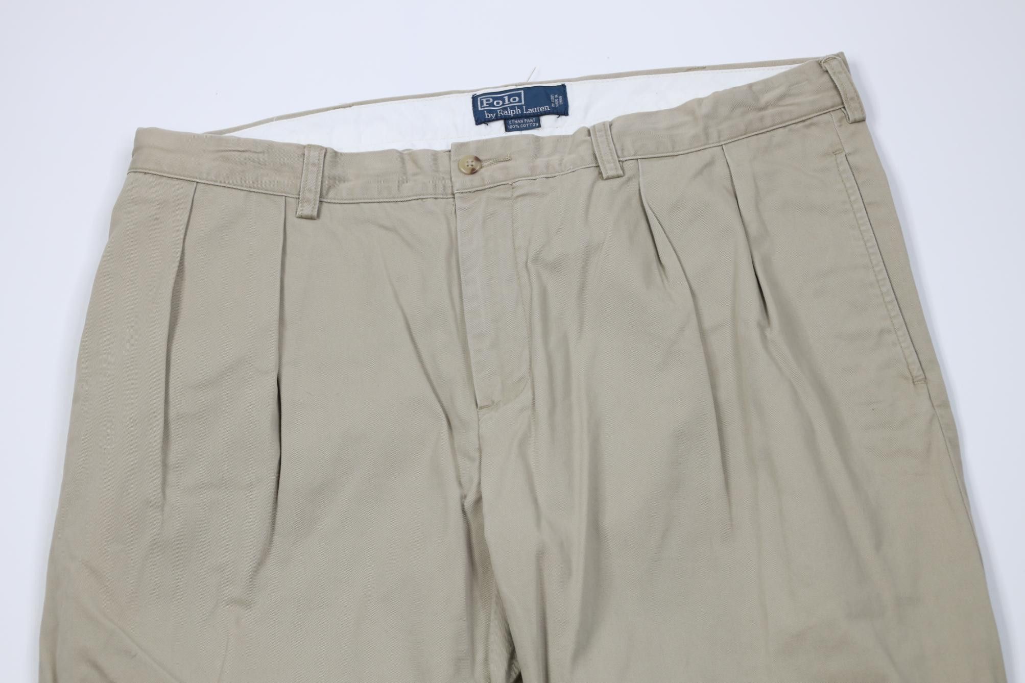 Polo Ralph Lauren Vintage 90s Ralph Lauren Ethan Wide Leg Chino Pants Beige Size US 38 / EU 54 - 2 Thumbnail