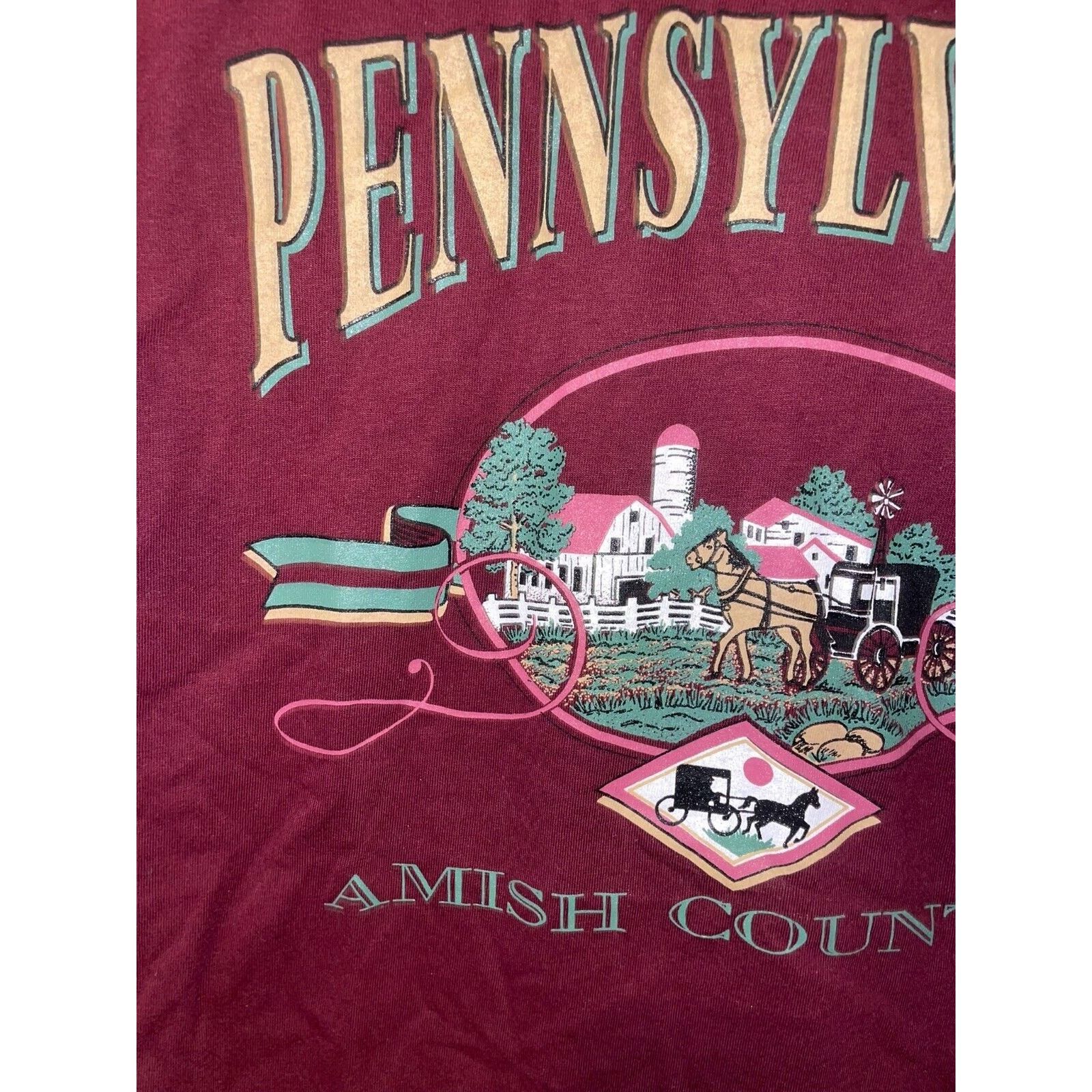 Jerzees Vintage Pennsylavnia Shirt Amish Country Red Tee VTG 90s M Size US M / EU 48-50 / 2 - 3 Thumbnail