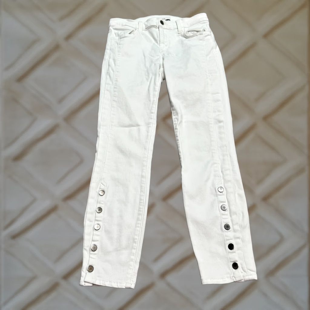 J Brand J Brand Suvi Mid Rise Utility Pant Jeans Womens 26 White Ankle Snap Stretch Size 26" / US 2 / IT 38 - 1 Thumbnail