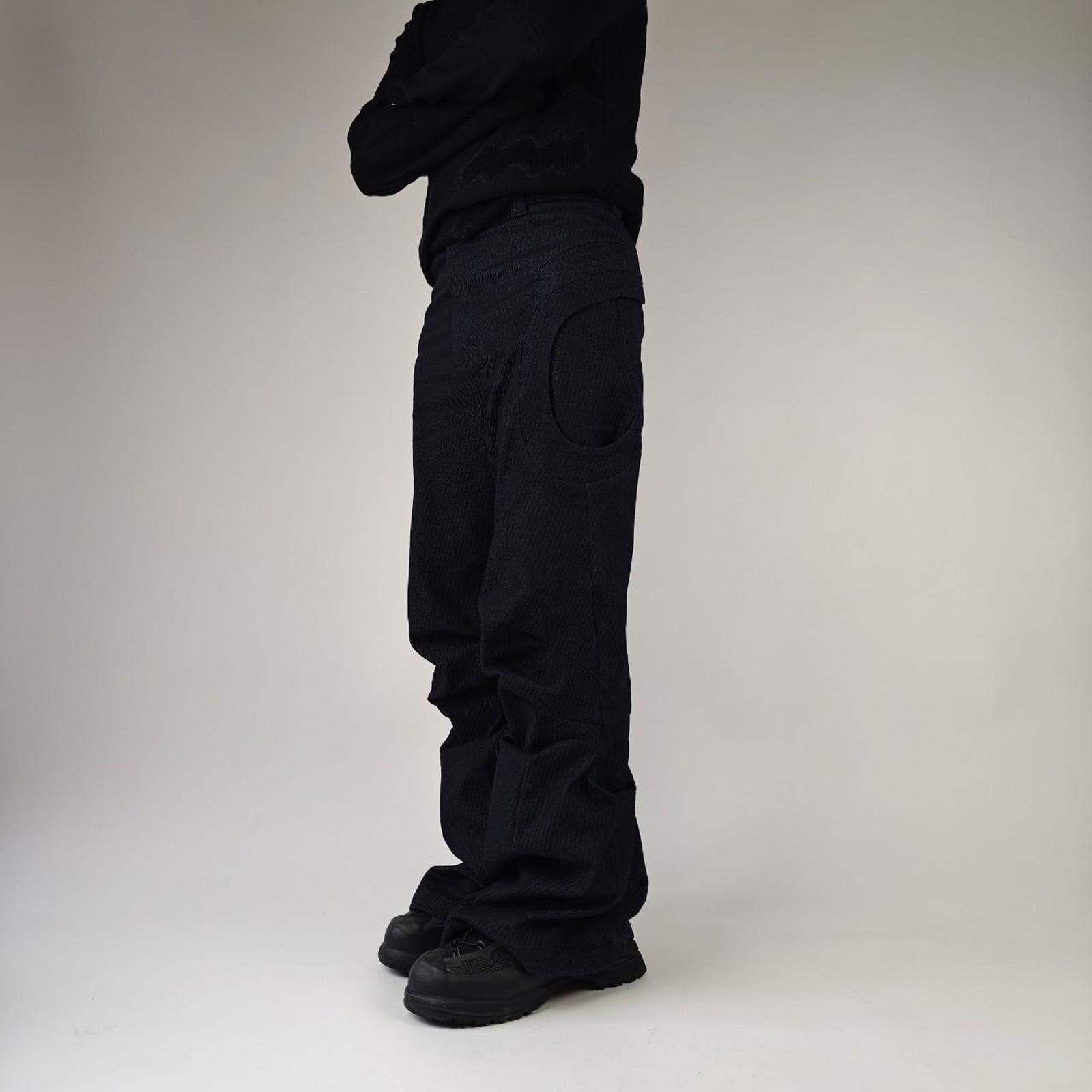 Other 54AO Navy Panelled Technical Wide Flare Pants Size US 30 / EU 46 - 4 Thumbnail