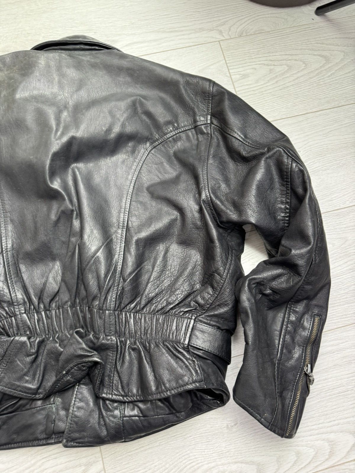 Genuine Leather × Vintage Vintage 80s Leather Gold Real Leather Motorcycle Jacket 44 Size US M / EU 48-50 / 2 - 10 Thumbnail