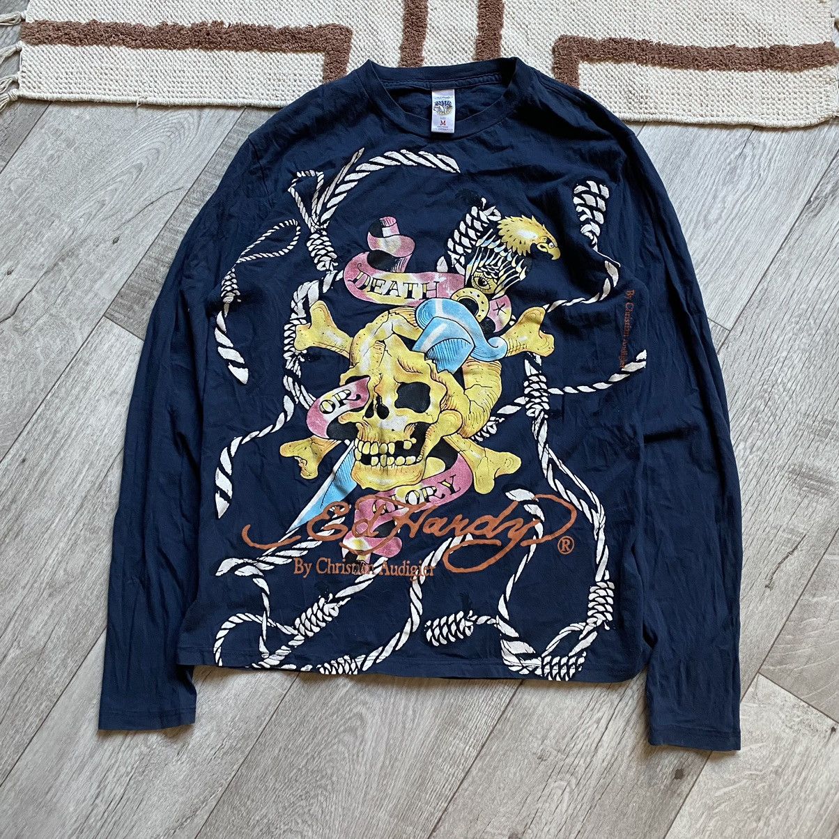 Y2K Ed Hardy hot Skeleton Long Sleeve shirt