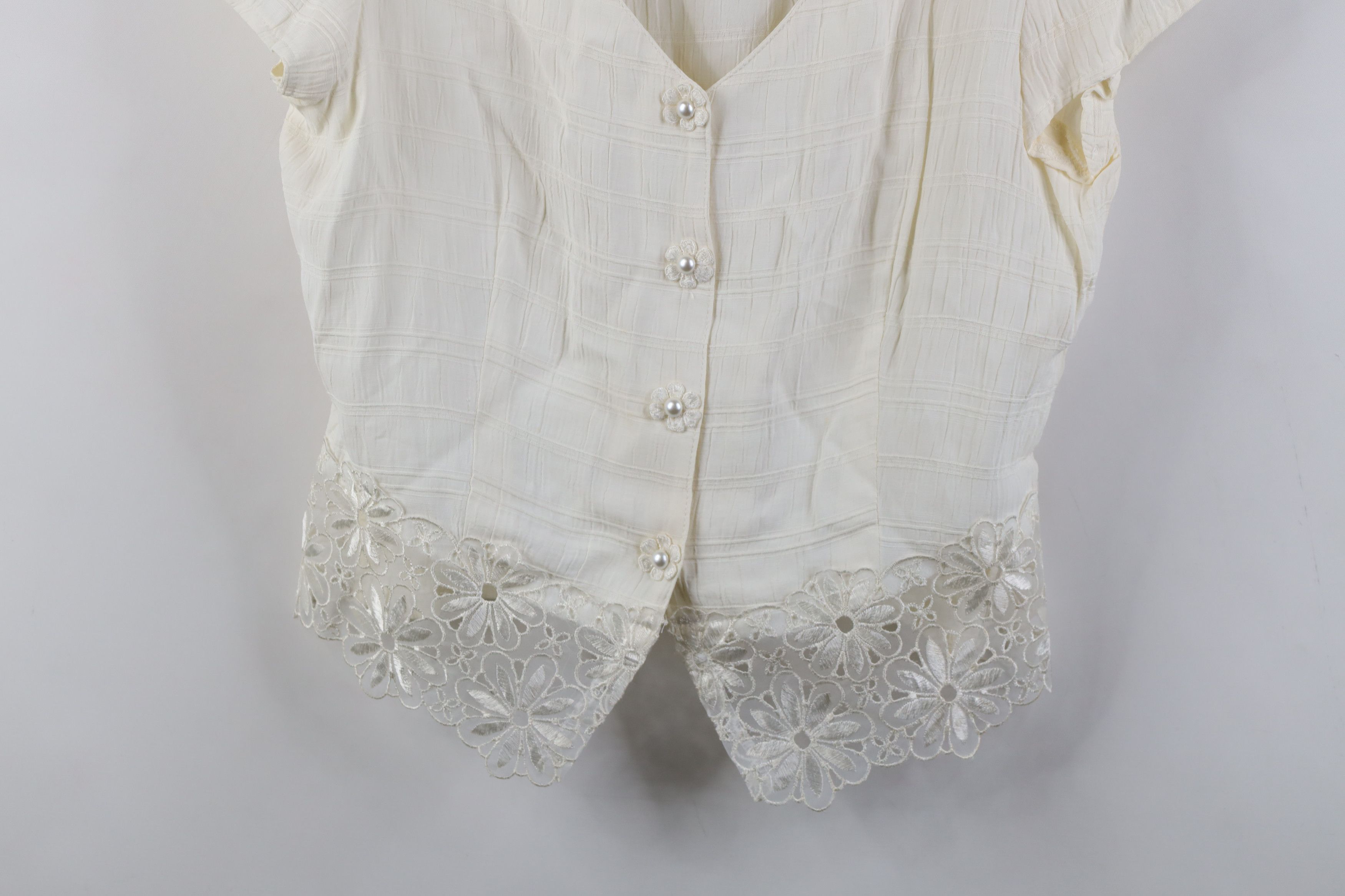 Vintage Vintage 90s Babydoll Cropped Flower Bella Fairy Button Shirt Size M / US 6-8 / IT 42-44 - 3 Thumbnail