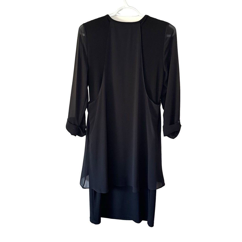 Joseph Ribkoff Joseph Ribkoff Black Chiffon Tiered Overlay Sheath Dress 8 Size M / US 6-8 / IT 42-44 - 2 Thumbnail