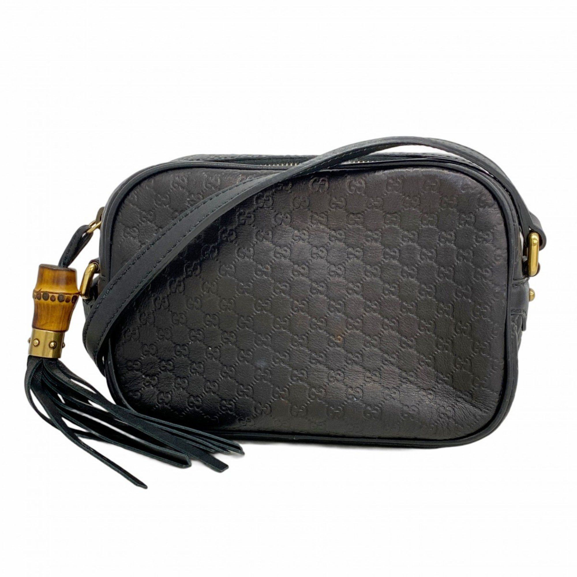 Gucci Micro Guccissima GG Blooms Shoulder Bag 309538 Leather Black
