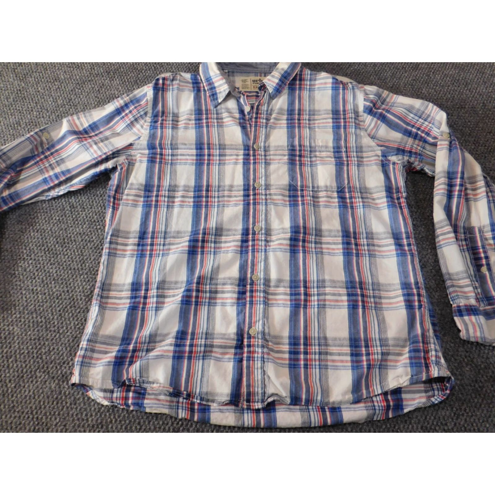 Vintage Urban Pipeline Shirt Mens XL Blue Plaid Button-Down Cotton Polyester Flannel Long Sleeve Vintage No Size US XL / EU 56 / 4 - 2 Thumbnail