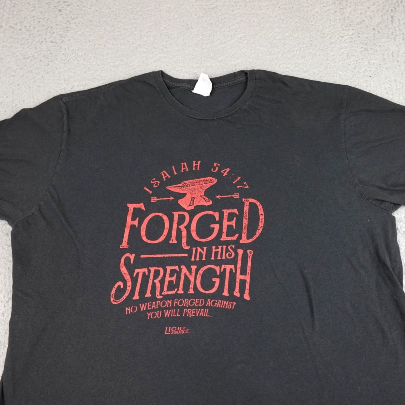 Delta VINTAGE Jesus Shirt Mens 2XL Black Forged In His Strength Isaiah Short Sleeve Time Del... Size US XXL / EU 58 / 5 - 4 Thumbnail