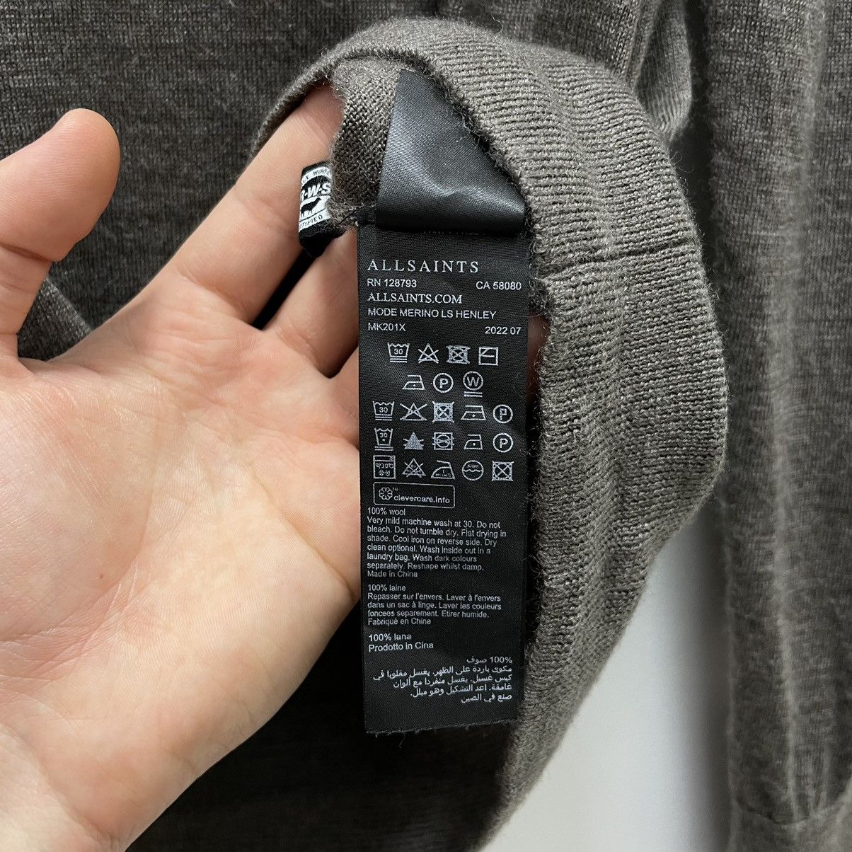 Allsaints Allsaints Mode Merino ls Henley Long sleeve Wool Sweater Size US XL / EU 56 / 4 - 9 Thumbnail