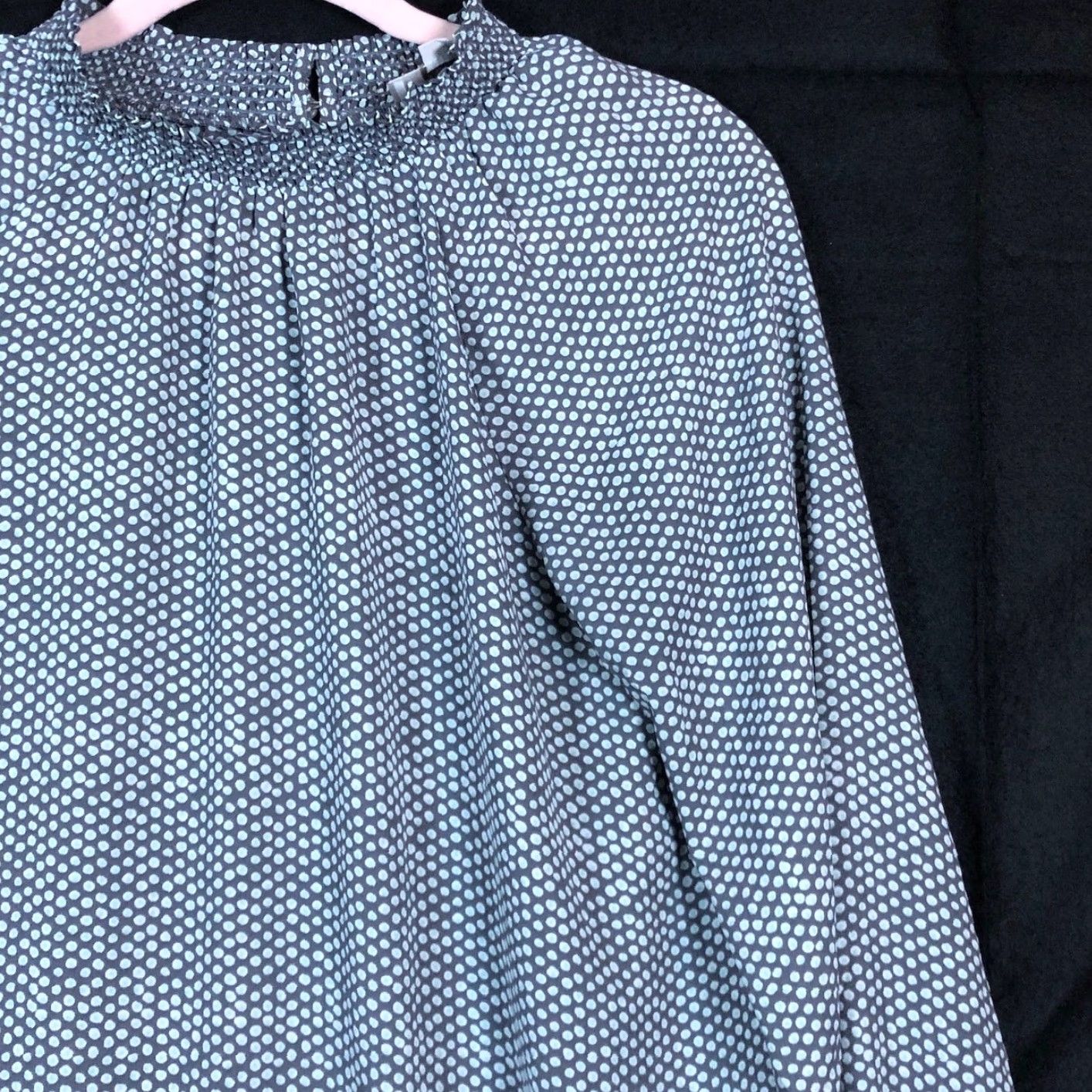 Loft VINTAGE LOFT Outlet Womens Blouse Gray Multi Polka Dot Mock Neck Long Sleeve Small Size S / US 4 / IT 40 - 5 Thumbnail