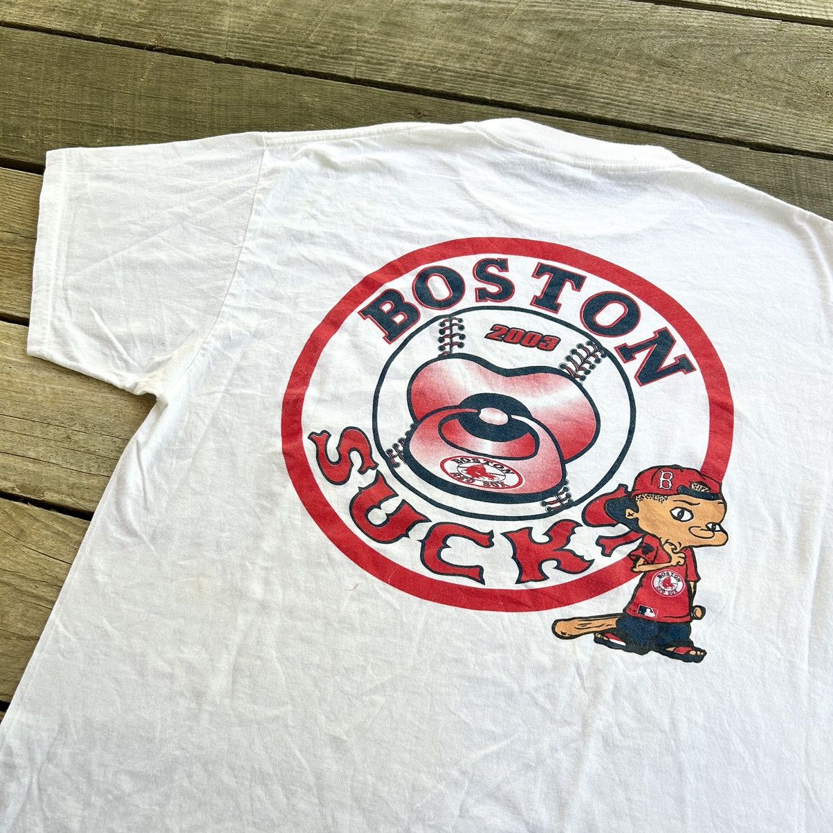 Vintage Vintage Boston Sucks Red Sox Ed Edd Eddy Parody MLB T Shirt Size US XL / EU 56 / 4 - 1 Thumbnail