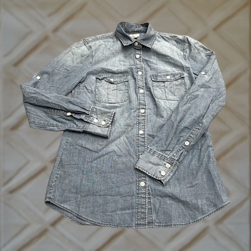 J.Crew J.CREW Button-Up Chambray Shirt Women XXS Blue Pocket Casual Size XXS / US 00 / IT 34 - 1 Thumbnail