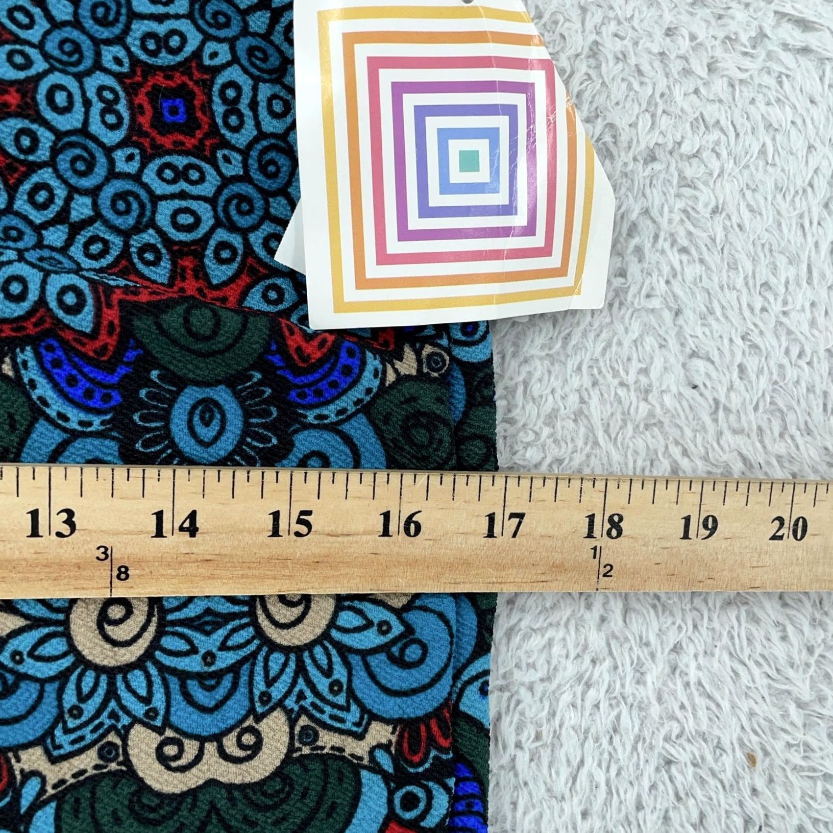 Vintage LuLaRoe Cassie Skirt Womens M Blue Red Multi Print Knit Pencil Elastic Waist Stretch USA Geometric Knee Length Vintage? Size 32" / US 10 / IT 46 - 5 Thumbnail