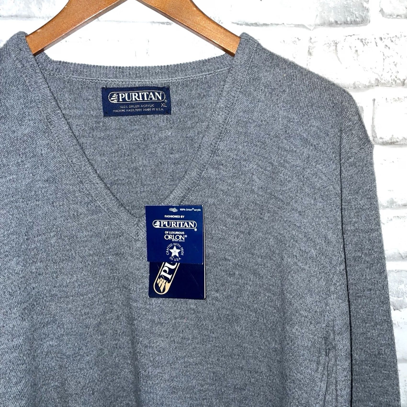 Vintage Puritan Sweater Mens V-Neck Pullover XL Gray USA Shirt Size US XL / EU 56 / 4 - 2 Thumbnail