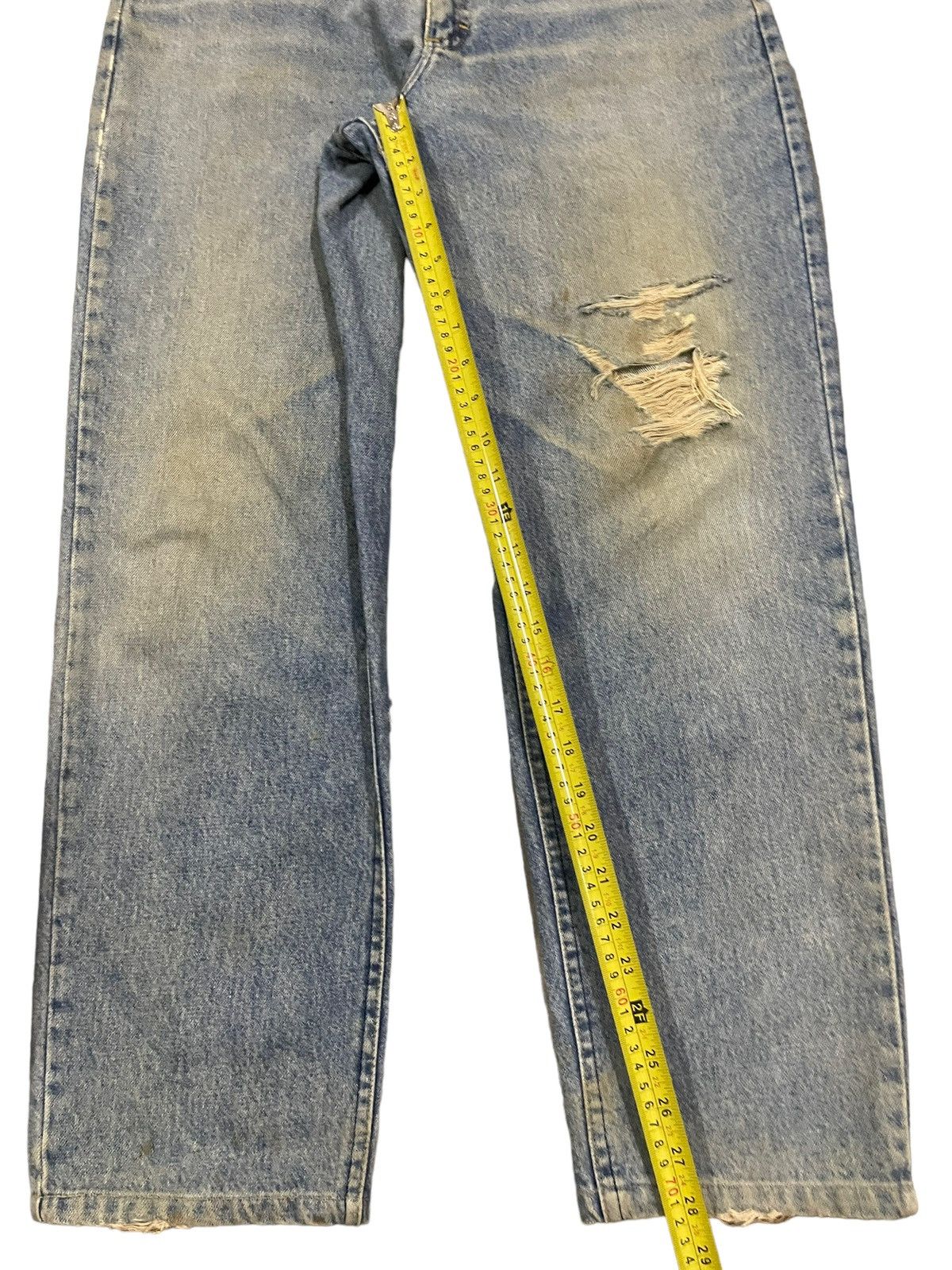 Lee Vintage 90s Lee Usa Blue Wash Distressed Baggy Jeans Size US 33 - 13 Thumbnail