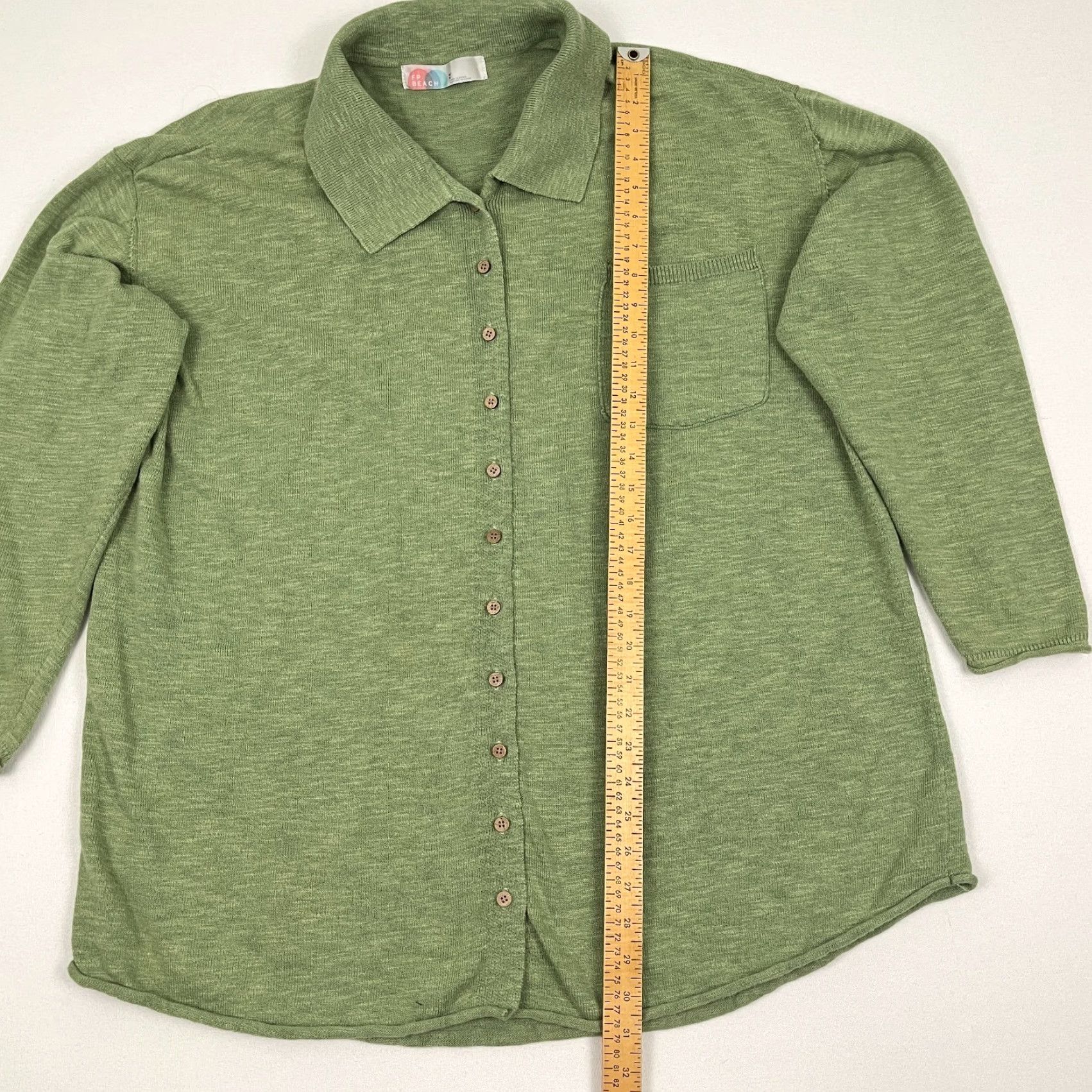 Free People Free People FP Beach Zuma Cardigan Women L Green Cardigan Womens Size L / US 10 / IT 46 - 3 Thumbnail
