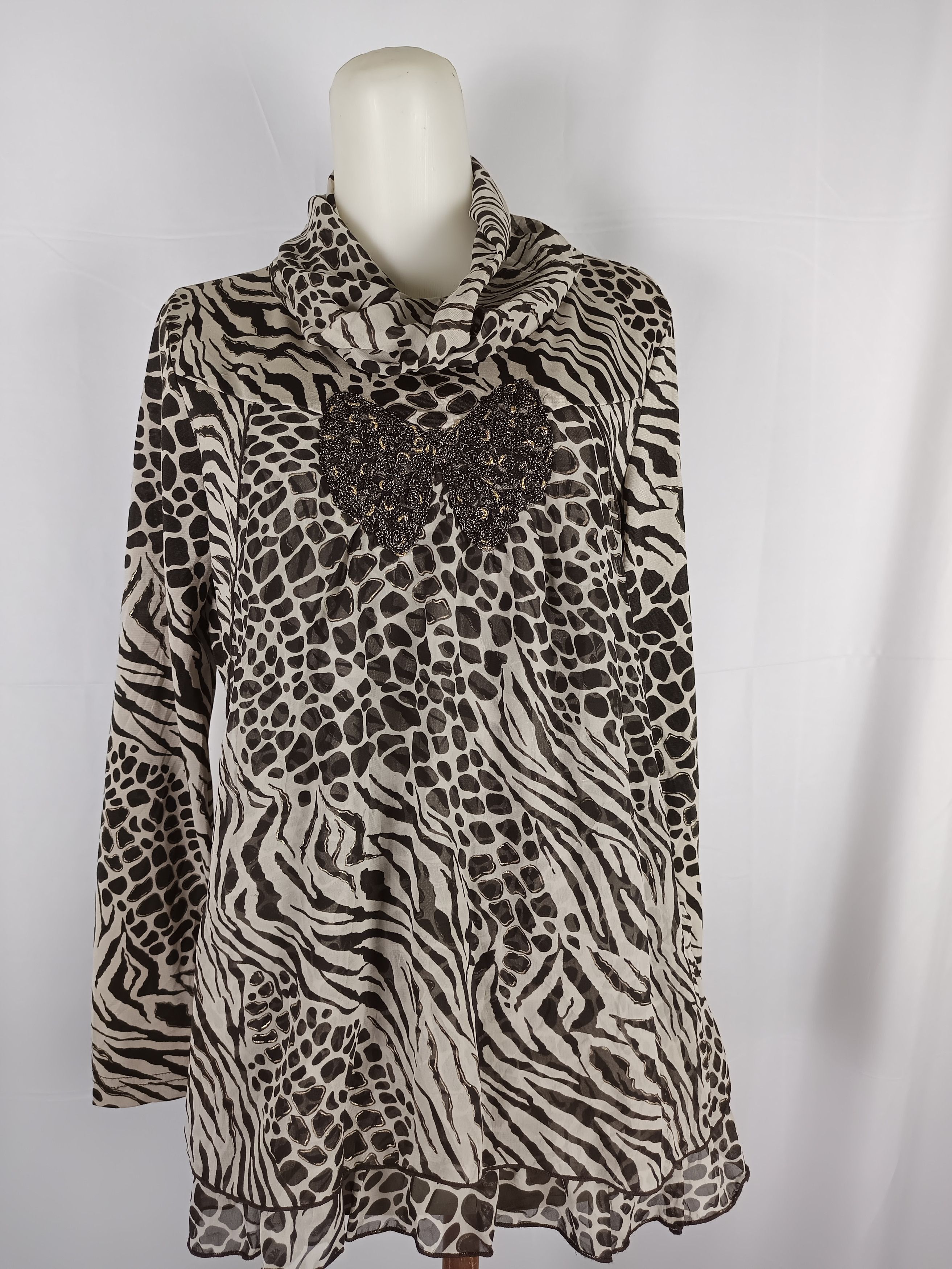 Japanese Brand Women leopard blouse animal print cowl neck Size L / US 10 / IT 46 - 1 Thumbnail