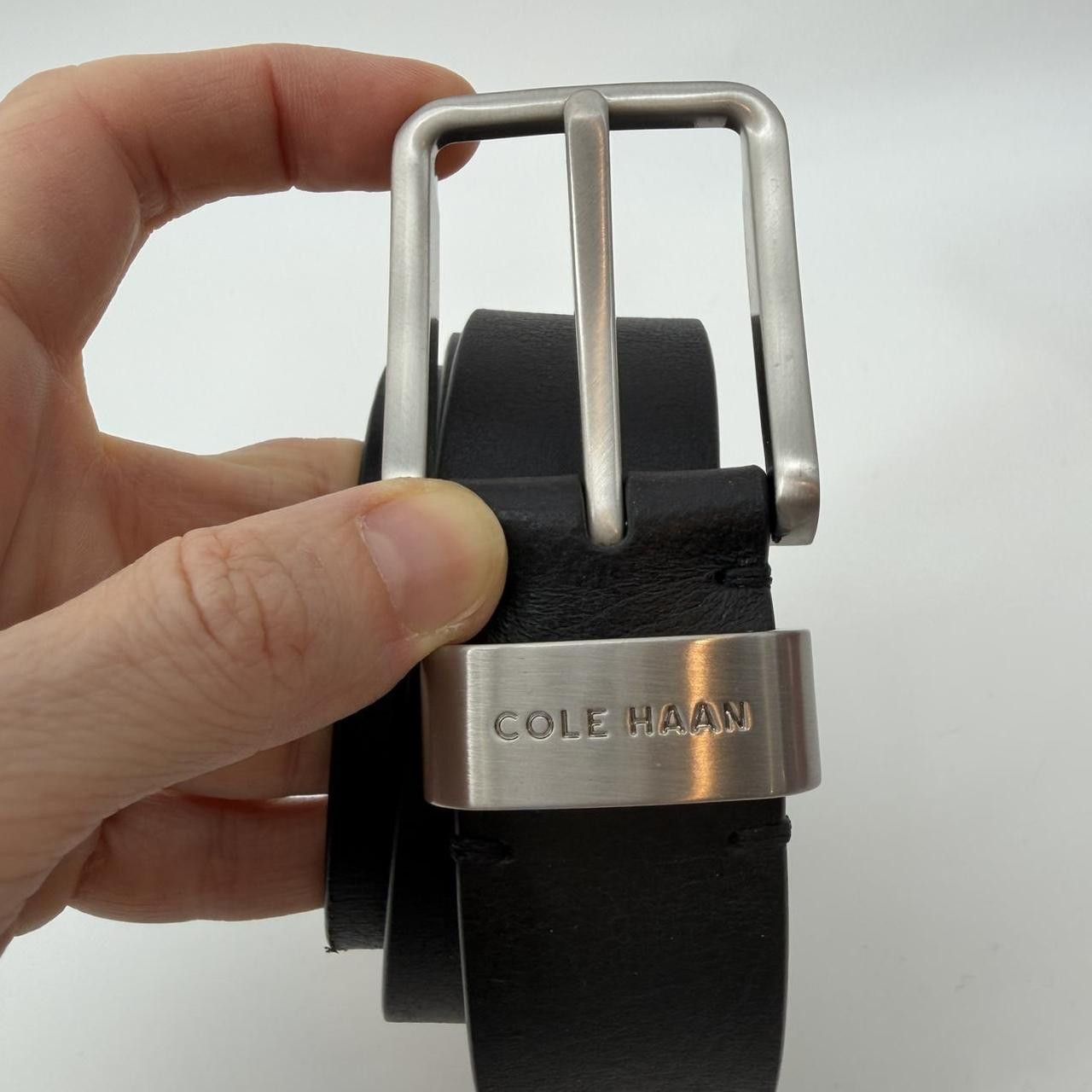 Cole Haan COLE HAAN Men's Belt Black Genuine Leather Silver Logo Size ONE SIZE - 2 Thumbnail