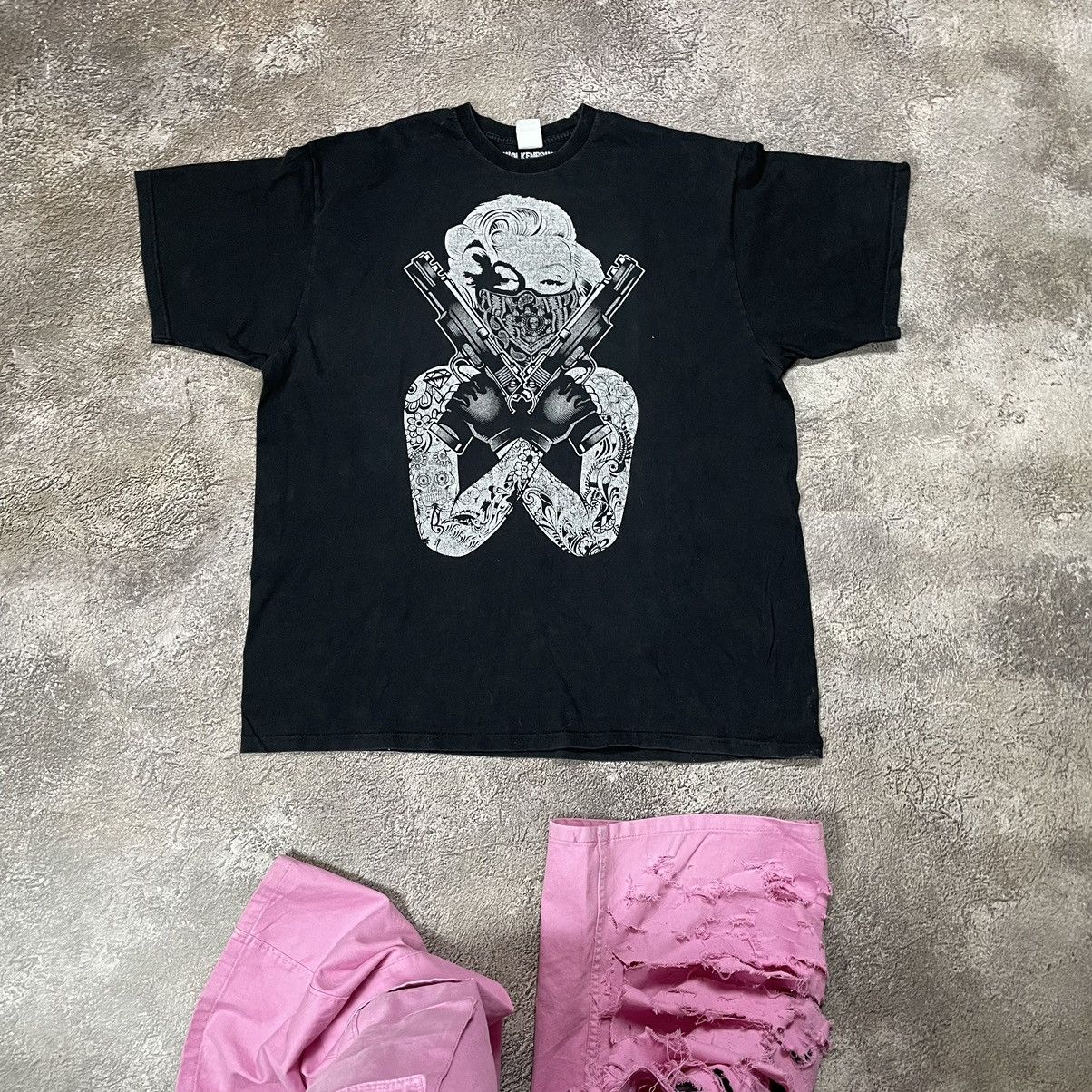 Vintage Vintage Y2K Graphic Tee Sun Faded Skull Guns Grunge Slim XXL Size US XXL / EU 58 / 5 - 1 Thumbnail