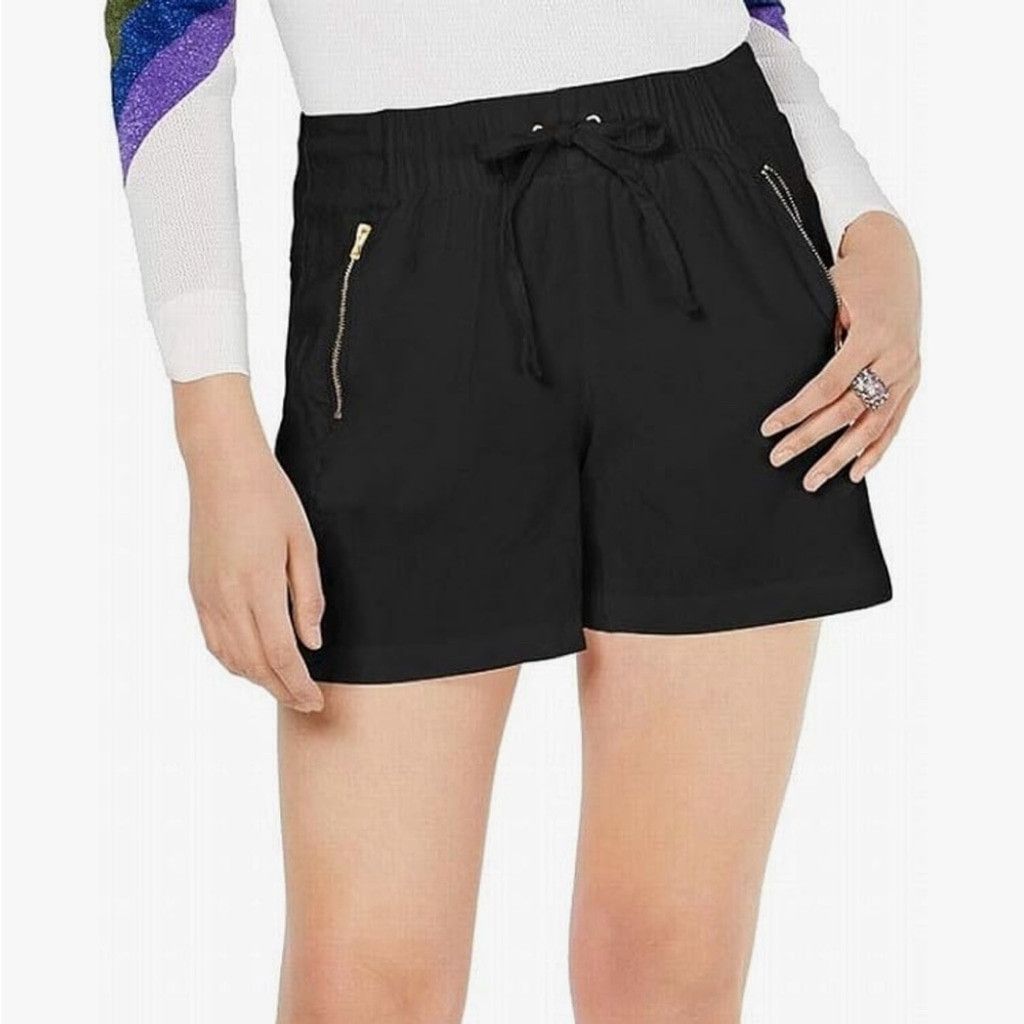 BLANKNYC BLANK NYC Black Linen Shorts front zipper pockets Sz 30 Size 42" / US 20 - 1 Thumbnail