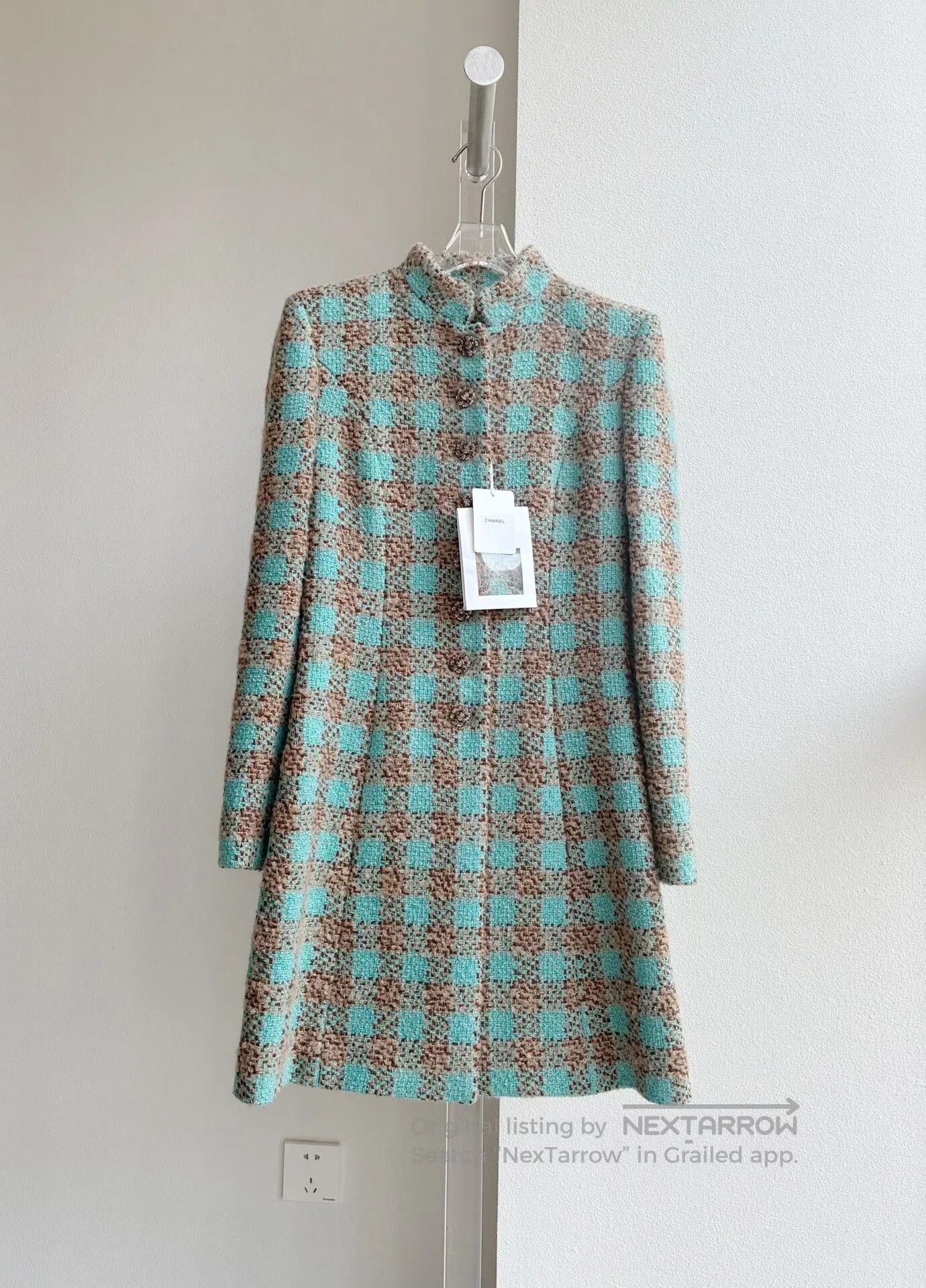 Chanel Chanel 22K Blue Tweed Stand Collar Jacket. Size XXS / US 00 / IT 34 - 2 Thumbnail