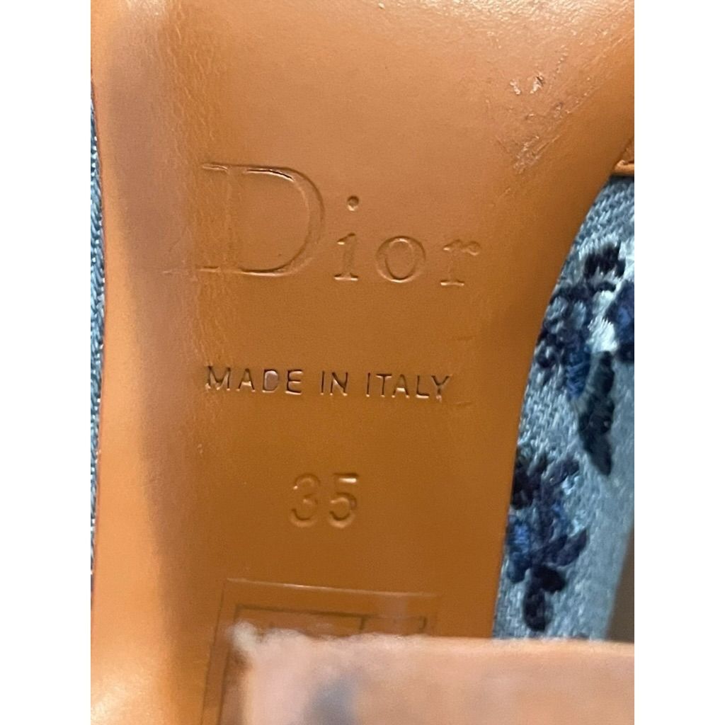 Dior Christian Dior Womens Denim & Leather Heels With Embroidered Size US 5 / IT 35 - 8 Thumbnail