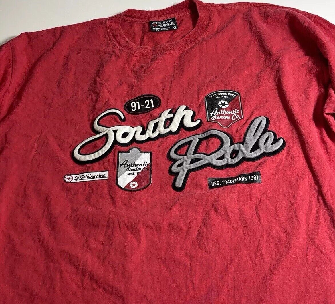 Southpole × Vintage Southpole Mens XL Red T-shirt Y2K 100% Cotton USA AUTHENTIC Size US XL / EU 56 / 4 - 6 Thumbnail