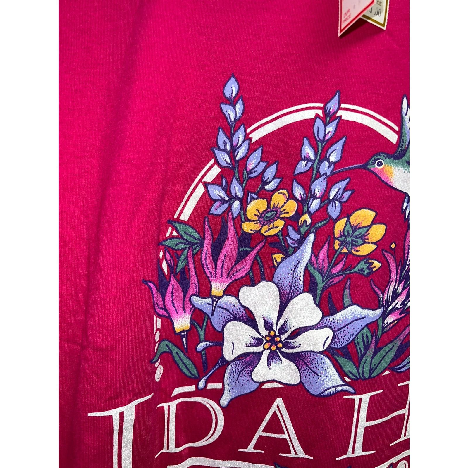 Jerzees Vintage Idaho Shirt Hummingbird Garden Flower Pink Tee 90s M Size US M / EU 48-50 / 2 - 3 Thumbnail