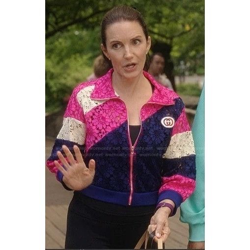 Gucci Gucci Lace Bomber Jacket Pink Navy Cream Zip-Up Logo Patch Size S / US 4 / IT 40 - 1 Thumbnail
