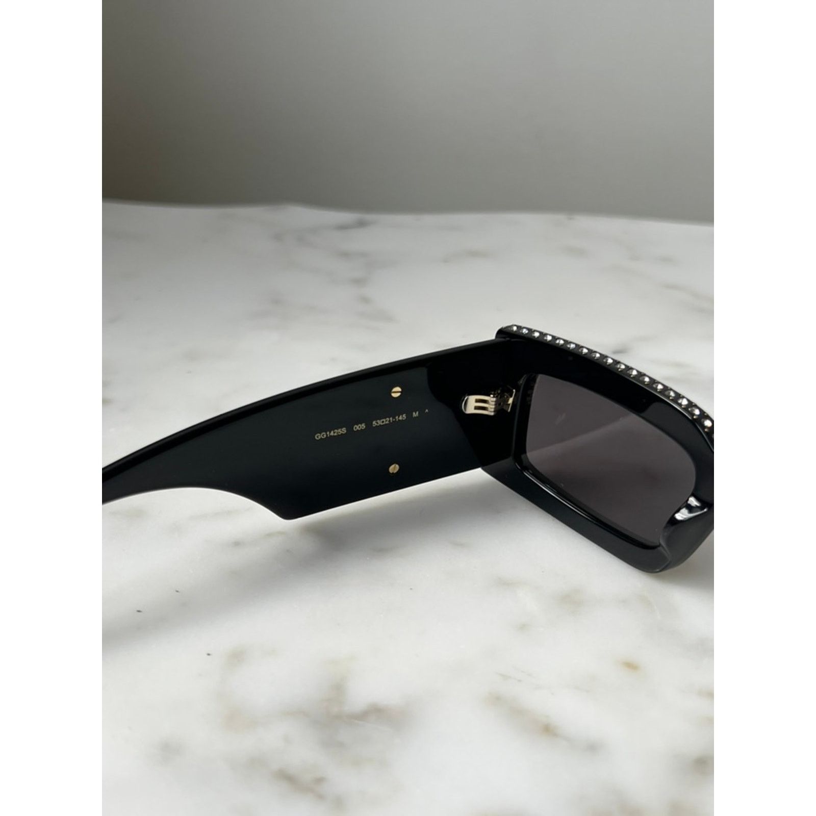 Gucci NEW Gucci GG1425S Crystal Black Marmont Sunglasses $1305 Size ONE SIZE - 5 Thumbnail