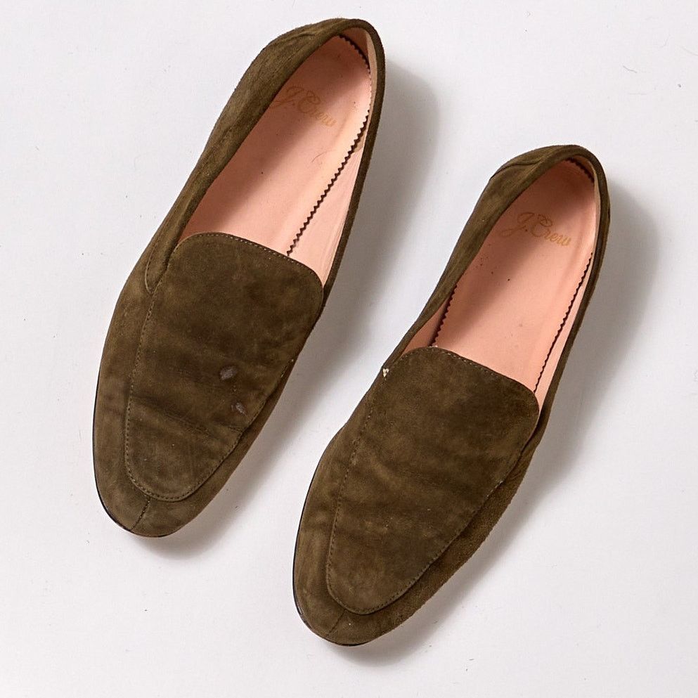 J.Crew J.Crew Olive Suede Smoking Slipper Loafers 🍂 Academia Size US 7 / IT 37 - 1 Preview