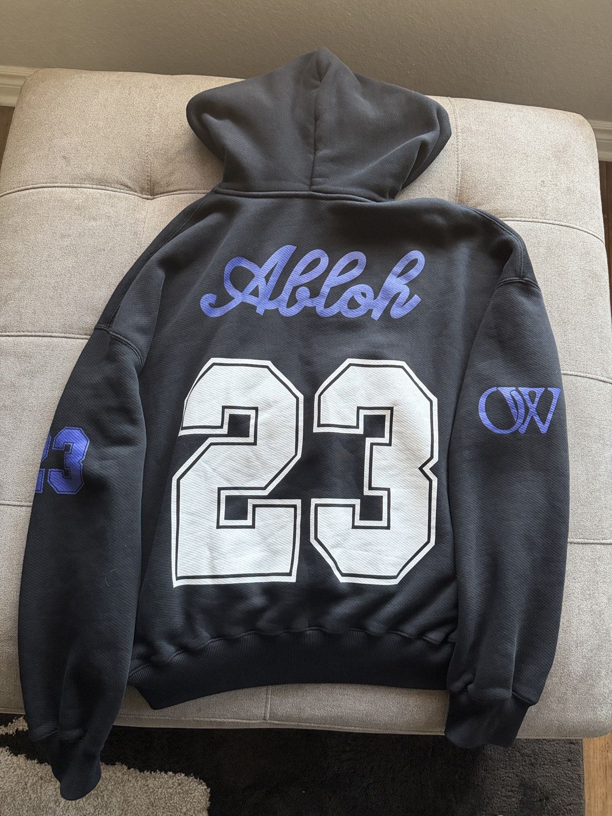 Off-White Off-White - Printed Cotton-Jersey Hoodie - Black Size US S / EU 44-46 / 1 - 7 Thumbnail