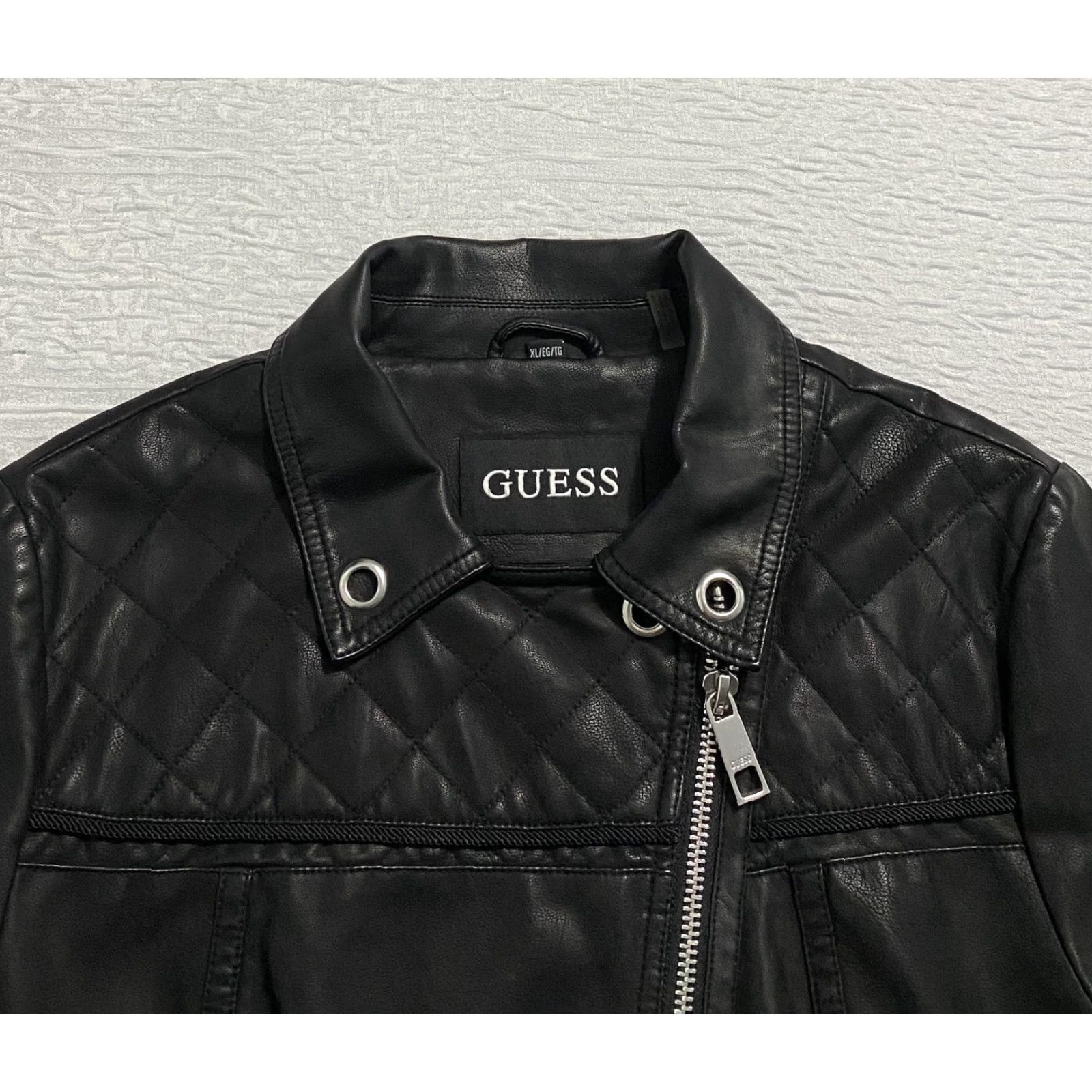 Guess Guess Jacket XL Womens Black Faux Leather Quilted Moto Biker Asymmetrical Zipper Size XL / US 12-14 / IT 48-50 - 2 Thumbnail