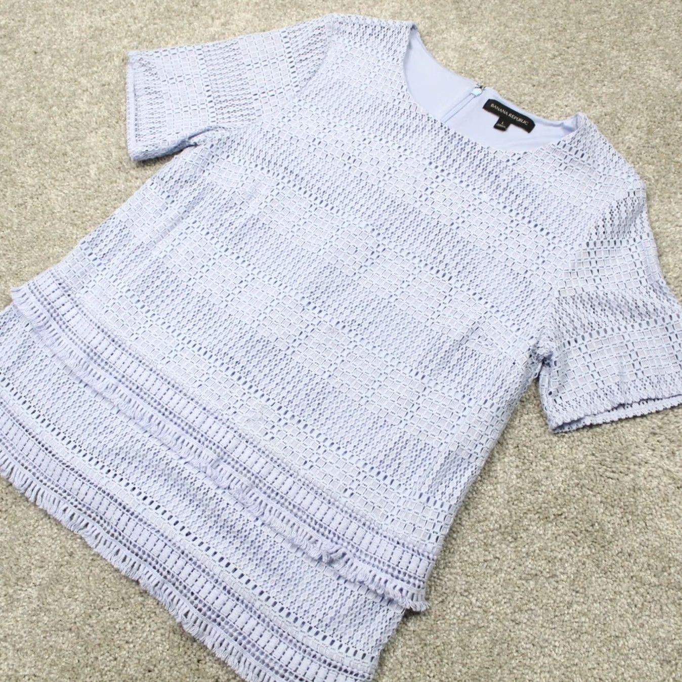 Banana Republic Banana Republic Shirt Womens Large Blue Nylon/Cotton Lined Short Sleeve T-Shirt Size L / US 10 / IT 46 - 3 Thumbnail