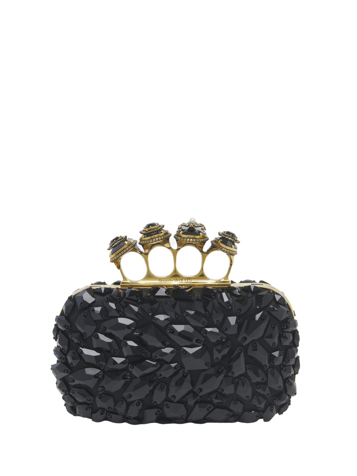 ALEXANDER MCQUEEN Knuckle Black Jeweled Clutch