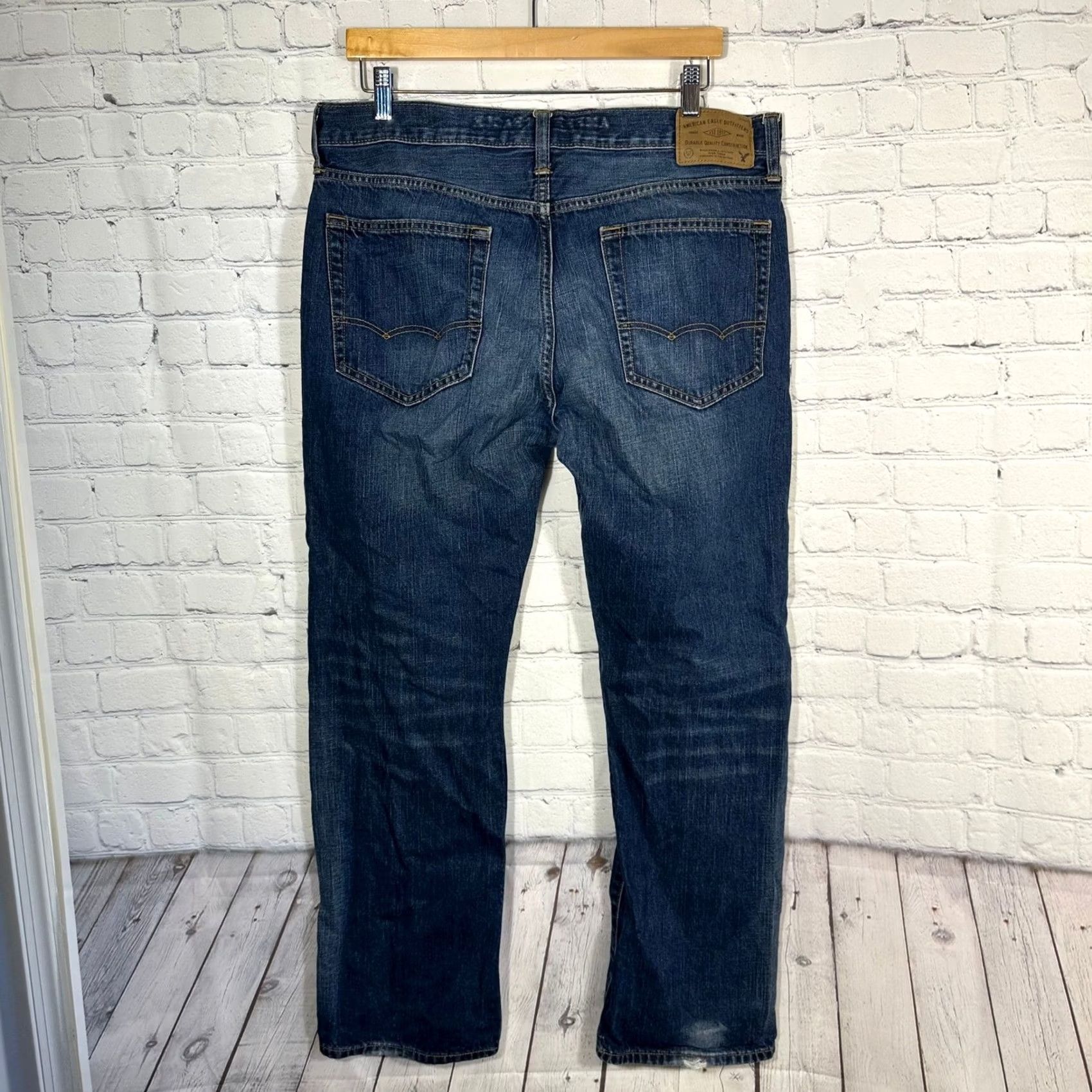 American Eagle Outfitters American Eagle Outfitters Jeans Mens 36x32 Blue Dark Wash Distressed Straight Denim Size US 36 / EU 52 - 7 Thumbnail