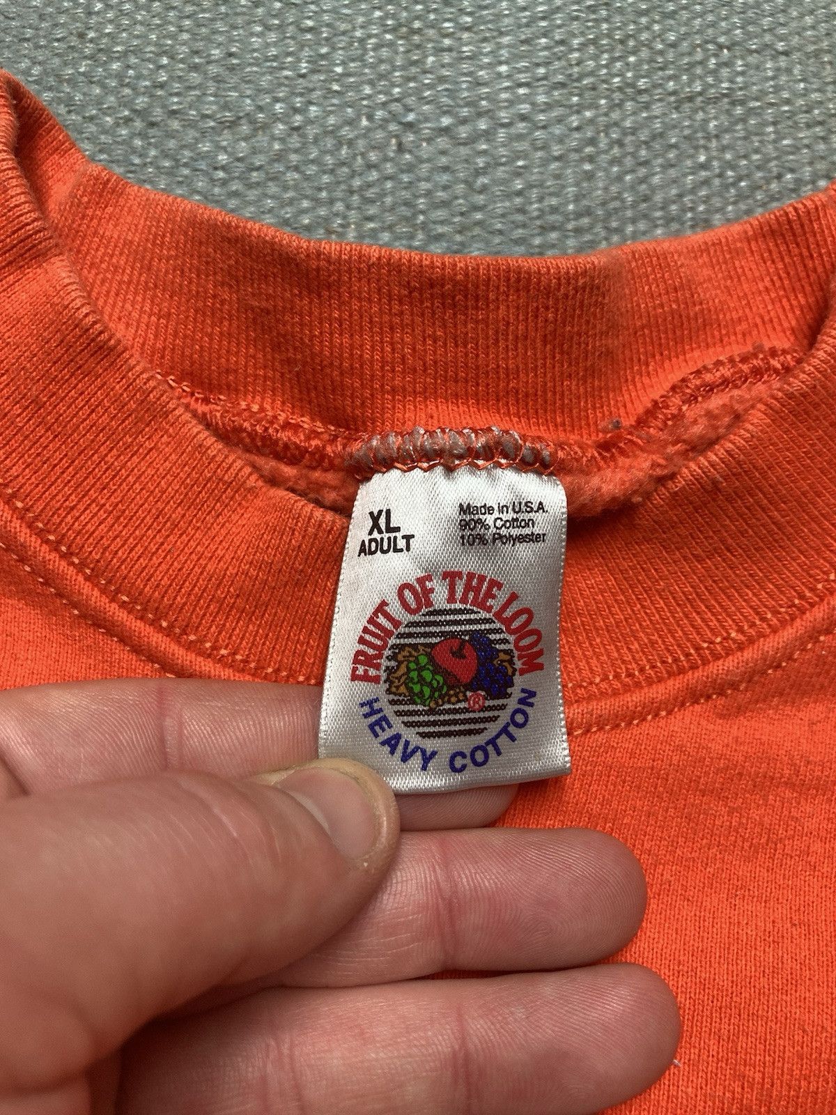 Fruit Of The Loom × Vintage Vtg 90s sweatshirt fruit of loom blank faded heavy cotton XL Size US XL / EU 56 / 4 - 4 Thumbnail