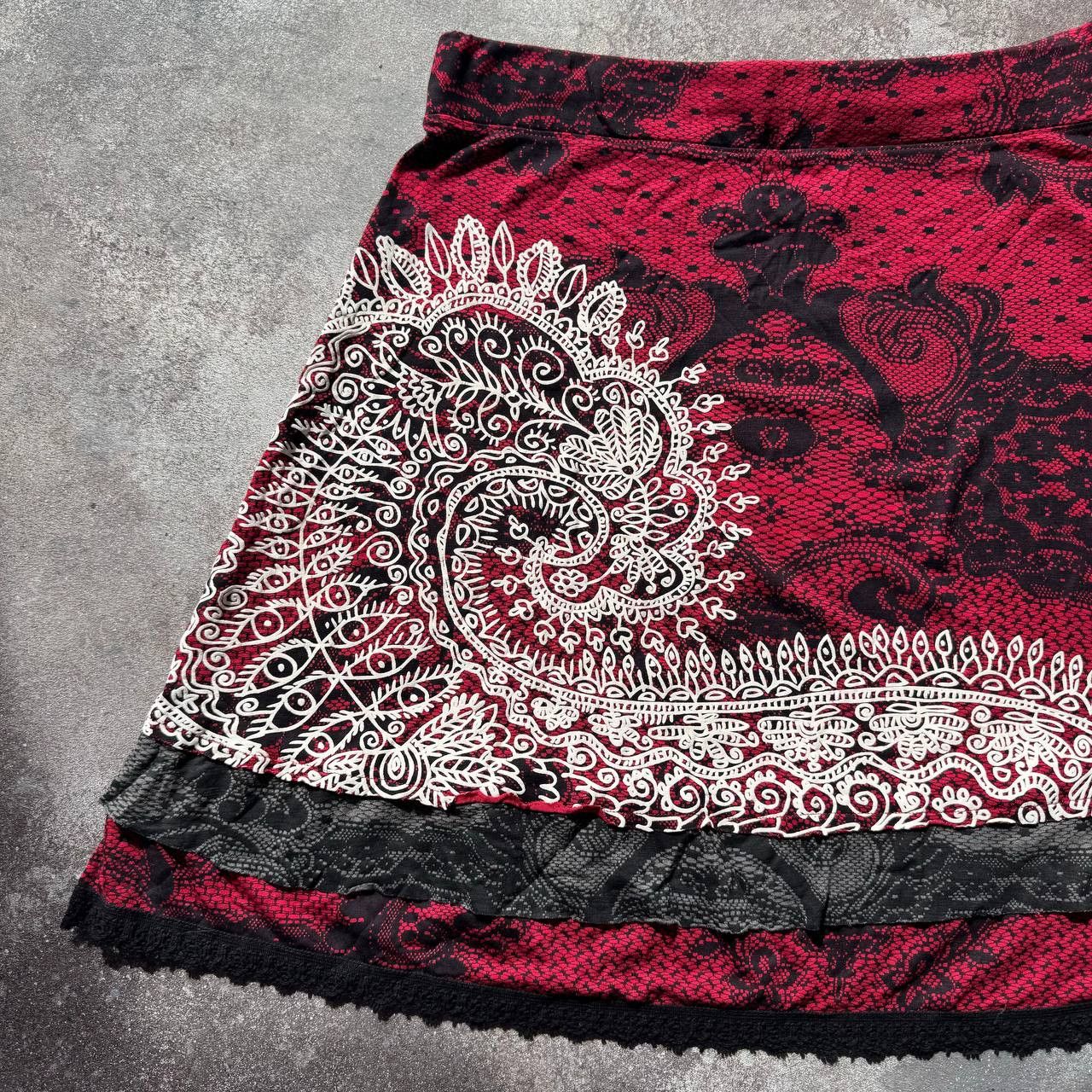 Desigual × Japanese Brand Y2K Desigual Vintage Avant Garde Floral Skirt Size 30" / US 8 / IT 44 - 2 Thumbnail
