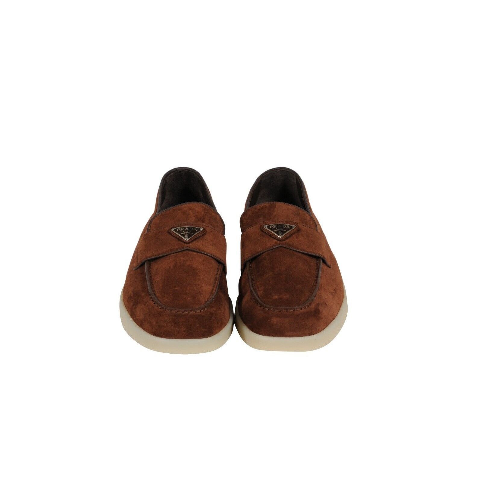 Prada Saint Tropez Suede Loafers Brown Triangle Size US 11 / EU 44 - 2 Thumbnail