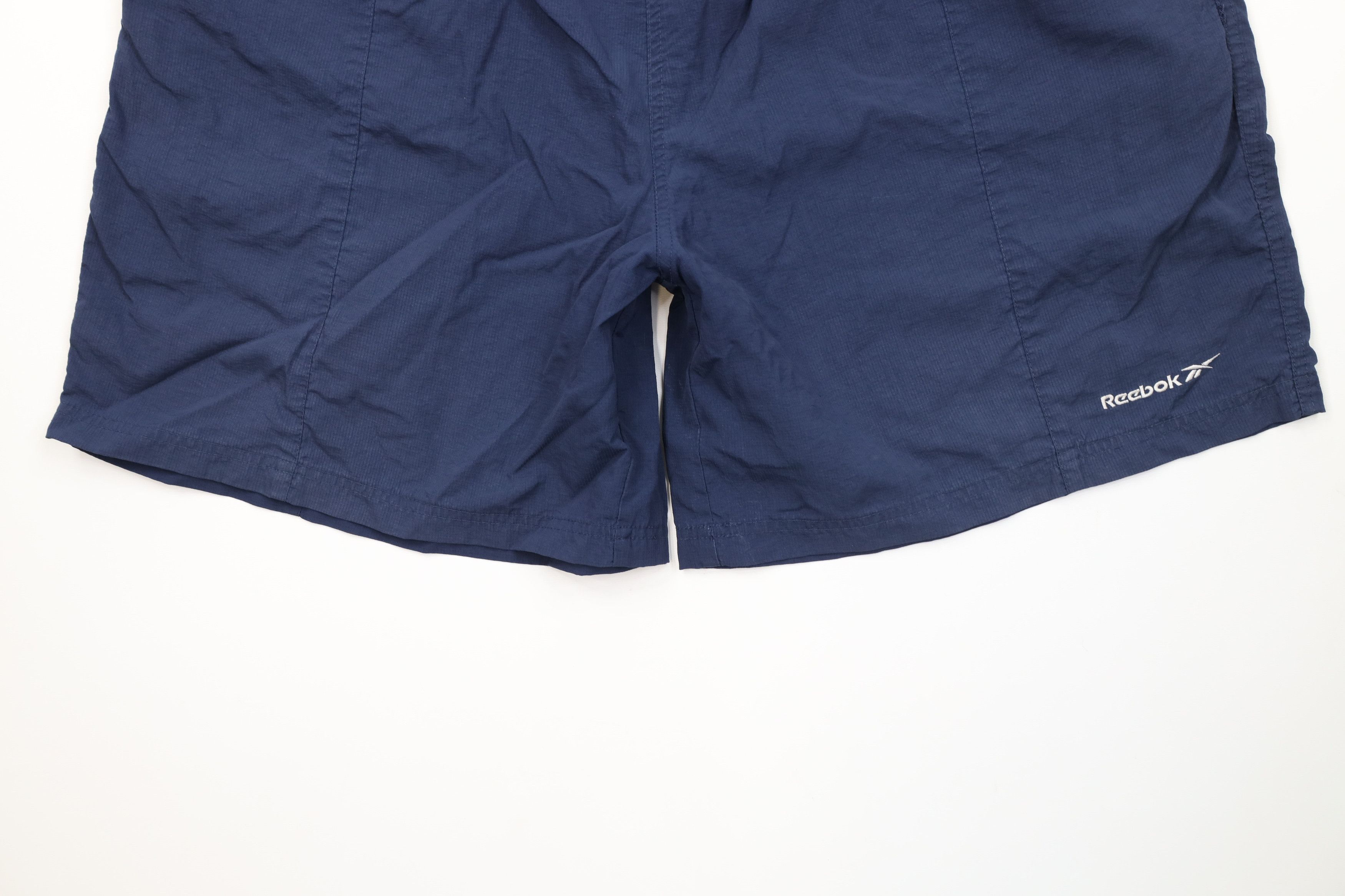 Reebok Vintage 90s Reebok Spell Ribbed Above Knee Shorts Navy Blue Size US 36 / EU 52 - 4 Thumbnail