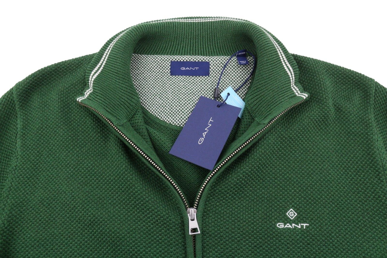 Gant COTTON PIQUE ZIP CARDIGAN XL Forest Green Melange 88122 Size US XL / EU 56 / 4 - 4 Thumbnail