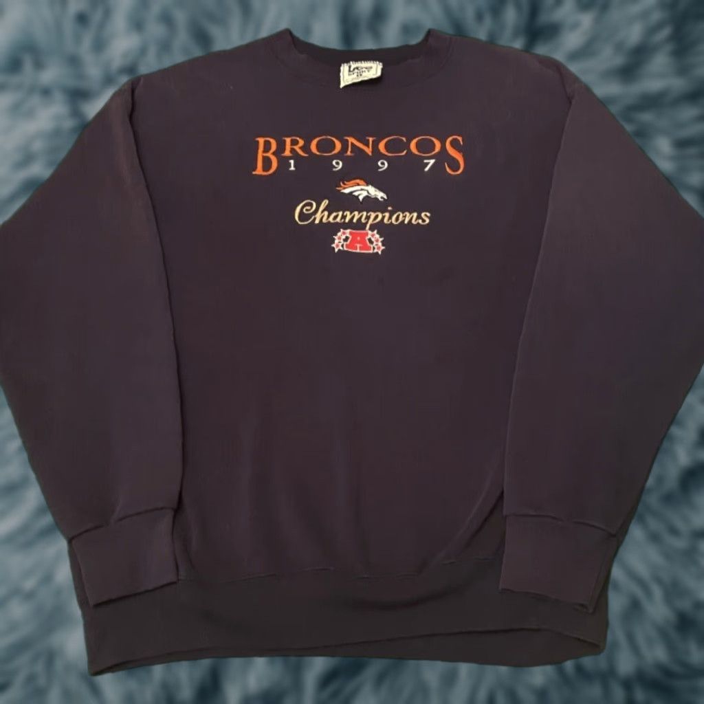 NFL VINTAGE Denver Broncos NFL 1997 Champions Embroidered VTG Crewneck Sweater L Crew Neck Sweatshirt Men Blue 90s Sports Hip Hop Broncos Mens Size US L / EU 52-54 / 3 - 1 Thumbnail