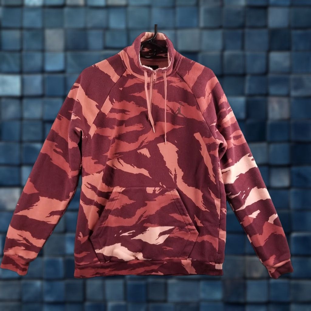 VINTAGE Jordan Sweatshirt Men Medium 1/4 Zip Pullover Pink Red