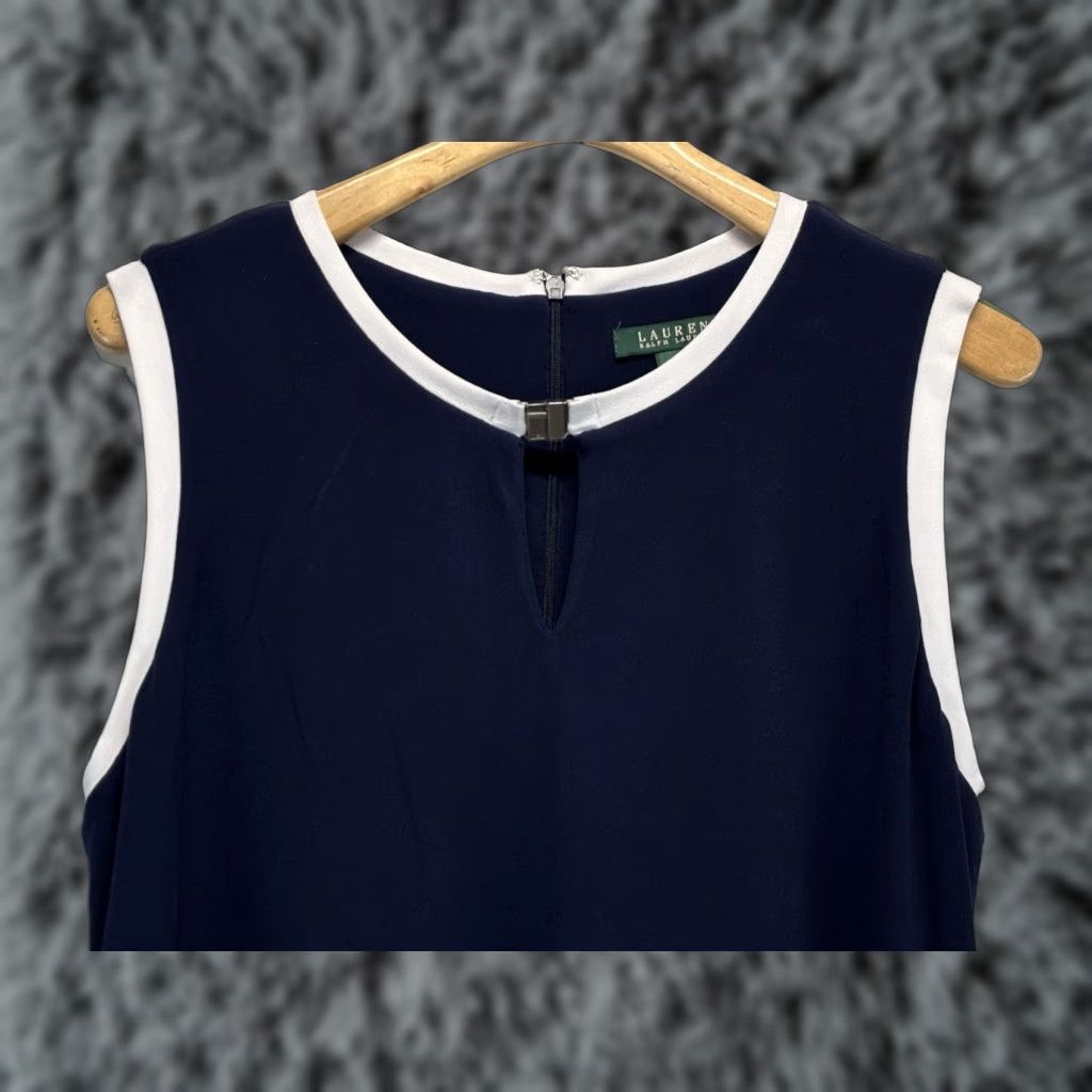 Ralph Lauren Lauren Ralph Lauren Knit Jumpsuit Women’s 2X Plus Navy Wide-Leg Tie Belt Stretch, One-Piece, Belt, Solid, Classic Size 40" / US 18 - 1 Thumbnail