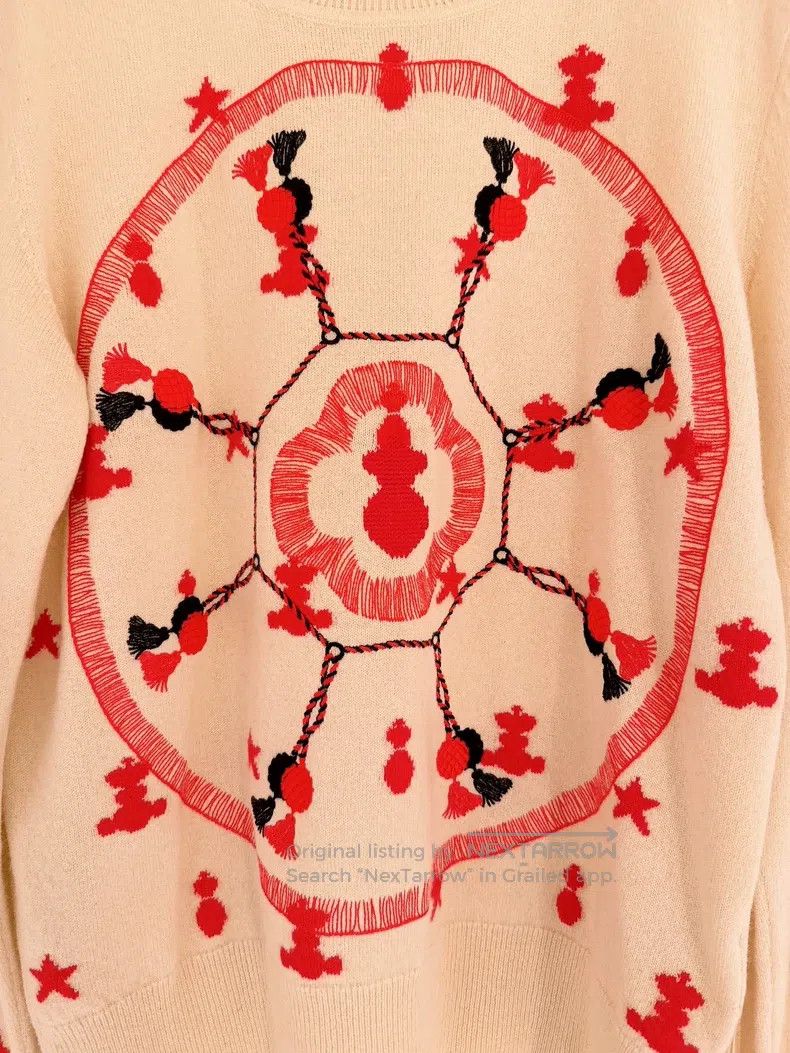 Hermes Hermes White and Red Embroidery Cashmere Sweater 40 Size F Size XS / US 0-2 / IT 36-38 - 5 Thumbnail