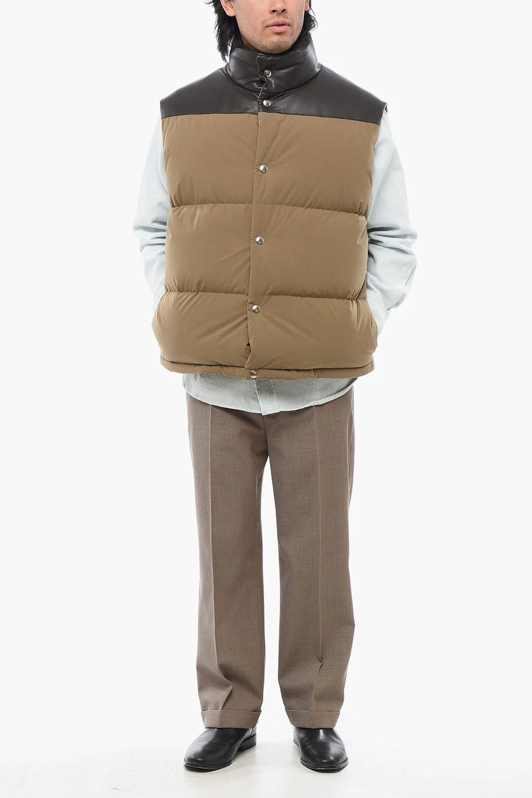 Bottega Veneta og1mm0426 Cotton Sleeveless Puffer Vest in Brown Size US S / EU 44-46 / 1 - 4 Thumbnail