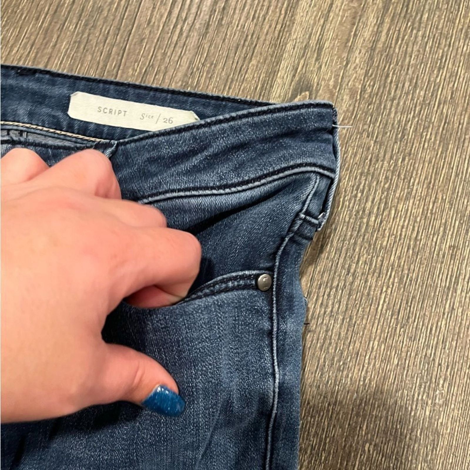 Anthropologie Pilcro The Letterpress Skinny Jeans Script Frayed Mid Rise Size 26" / US 2 / IT 38 - 6 Thumbnail