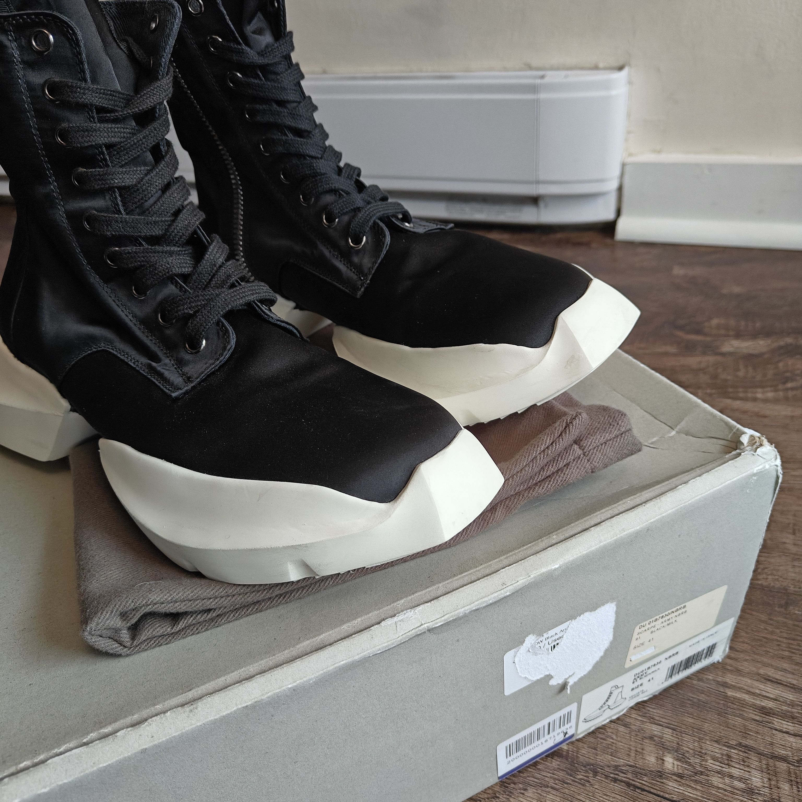 Rick Owens Drkshdw split sole army trainer boots black milk, dustbag Size US 8 / EU 41 - 5 Thumbnail