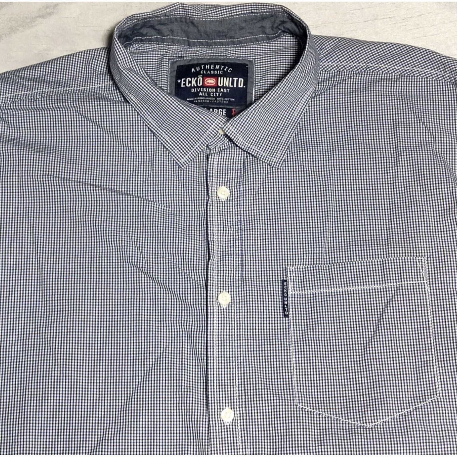 Ecko Unltd. ECKO UNLTD Men 3XL Blue Black Mini Check 100% Cotton Long Sleeve Button-Up Shirt EUC Size US XXL / EU 58 / 5 - 5 Thumbnail