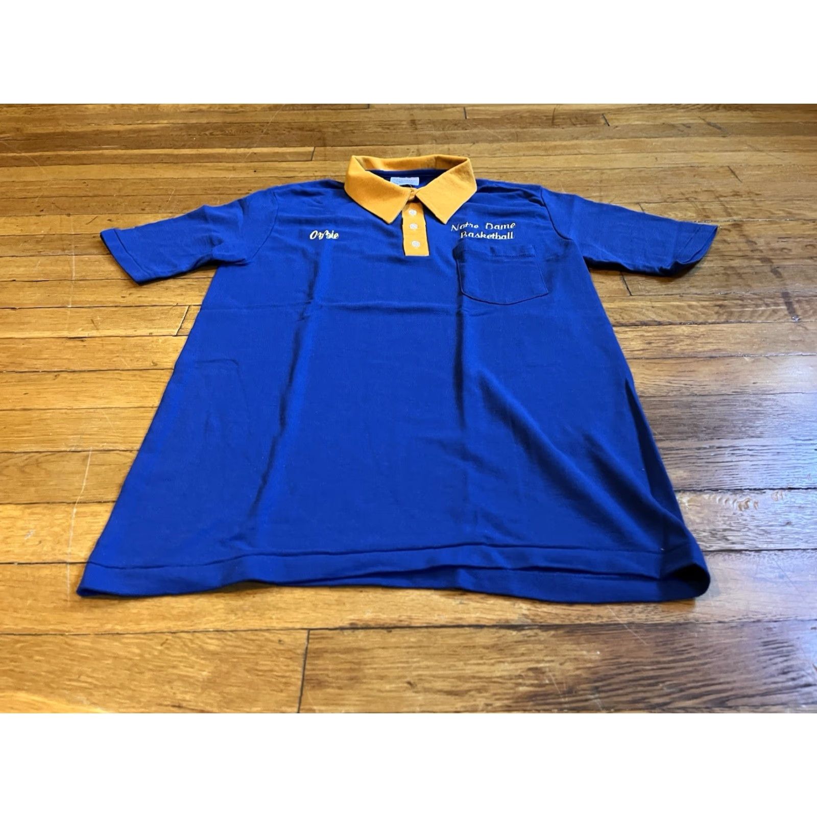 Vintage VINTAGE Notre Dame Basketball Polo Shirt Men’s M Blue Gold 80s USA Wear-Guard Polo Shirt Mens M Blue 80s Retro Notre Dame Basketball Shirt Size US M / EU 48-50 / 2 - 2 Thumbnail